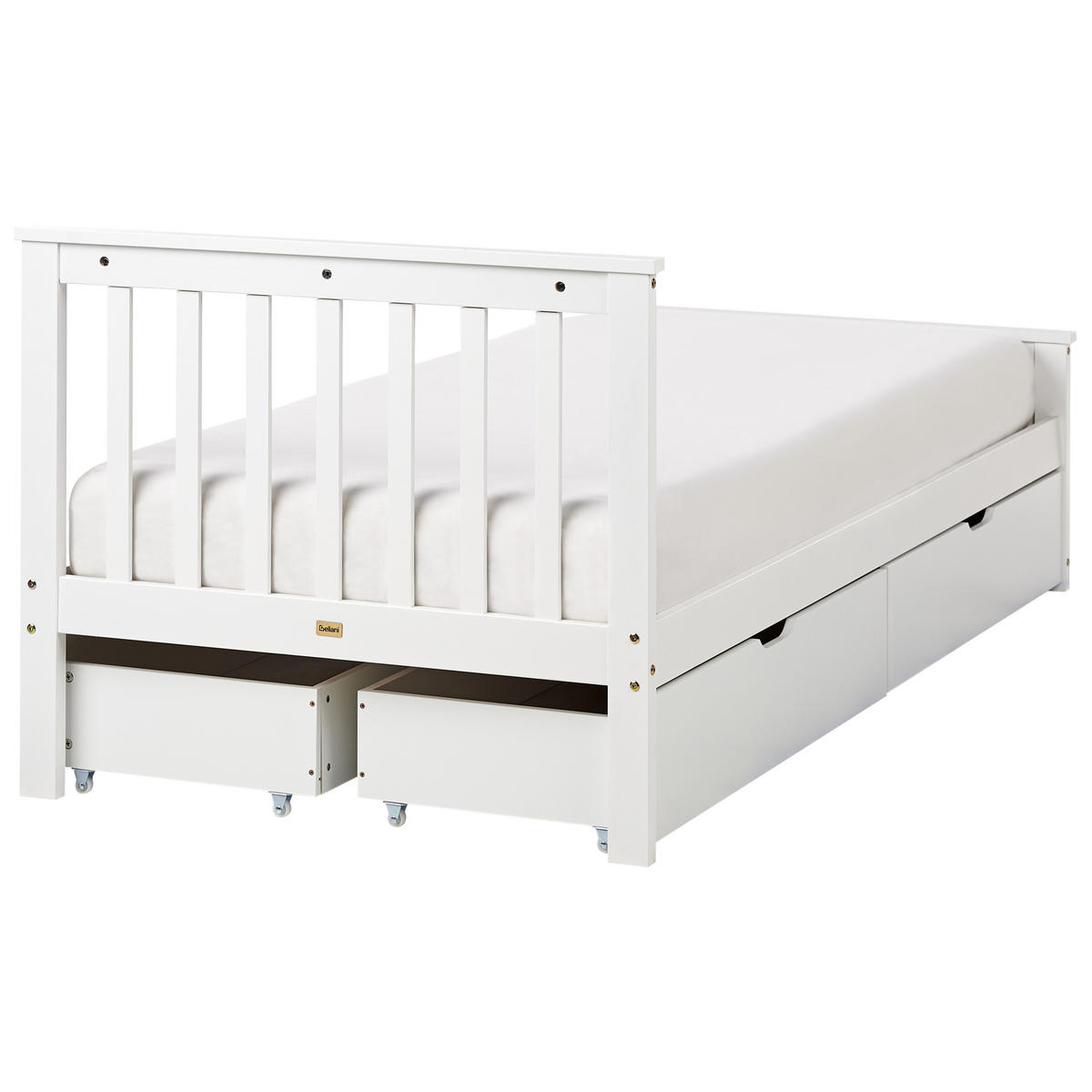 BETT mit Schubladen 90x200 cm Weiß Olendon - Weiß, Holz (90/200cm) - Beliani
