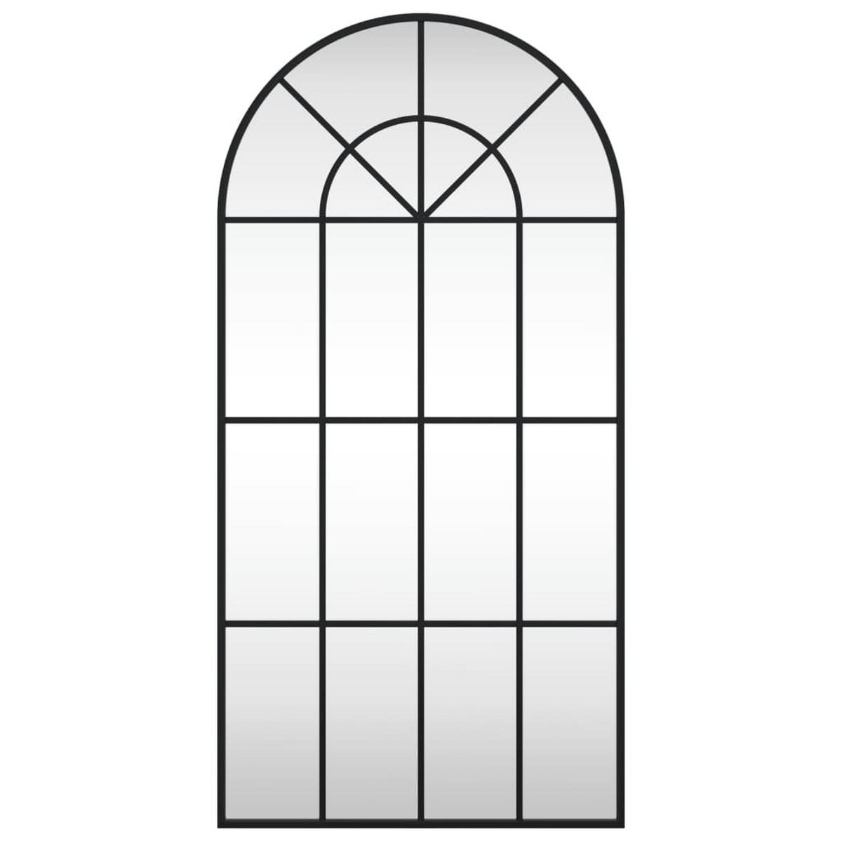 WANDSPIEGEL Schwarz 50/100 Cm Gewölbt Eisen - Schwarz, Metall (100/1.5/50cm) - vidaXL