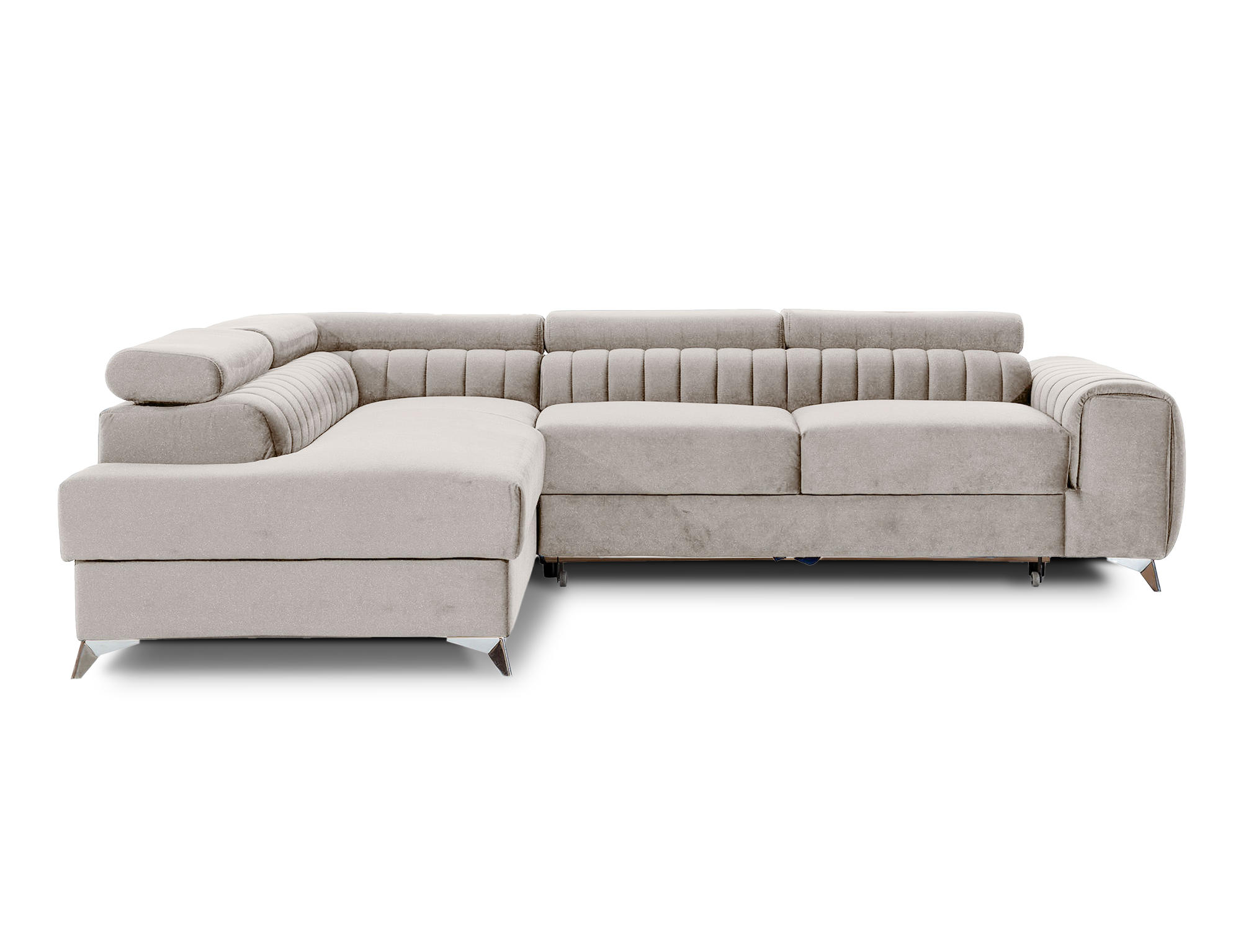 ECKSOFA Laurence mit Schlaffunktion & Bettkasten – 278 x 205 cm, verstellbare Kopfstützen - Beige, Kunststoff (278/205cm) - Wohnideebilder