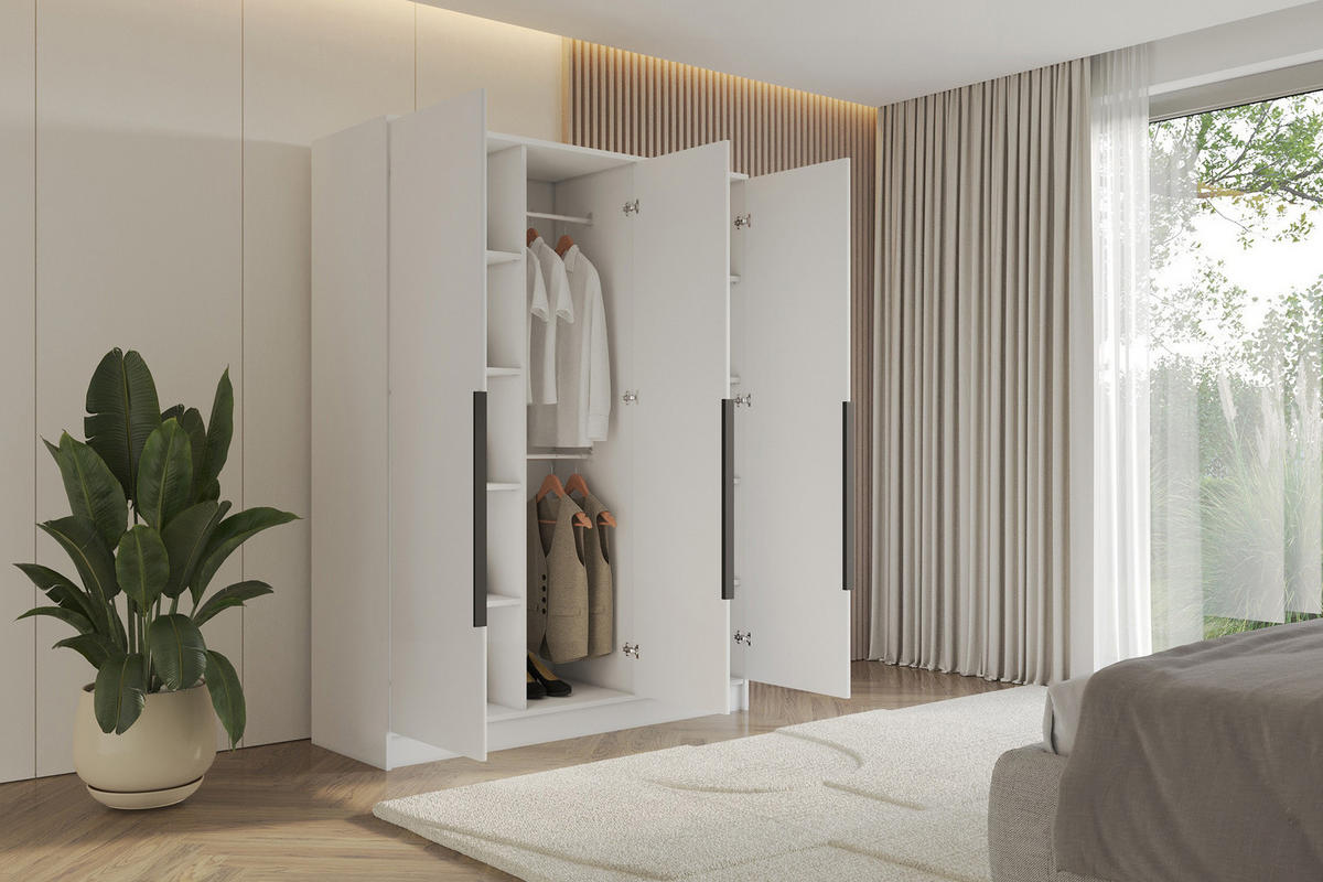 KLEIDERSCHRANK - LUSSO - 150 - Weiß - Weiß, Holzwerkstoff (150/200/51cm) - ALTDECOR