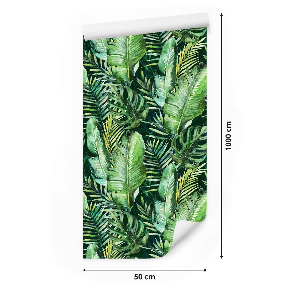 VLIESTAPETE Tropische Palmblätter – Grün – 50x1000 cm - Grün, Papier (50/1000cm) - Muralo