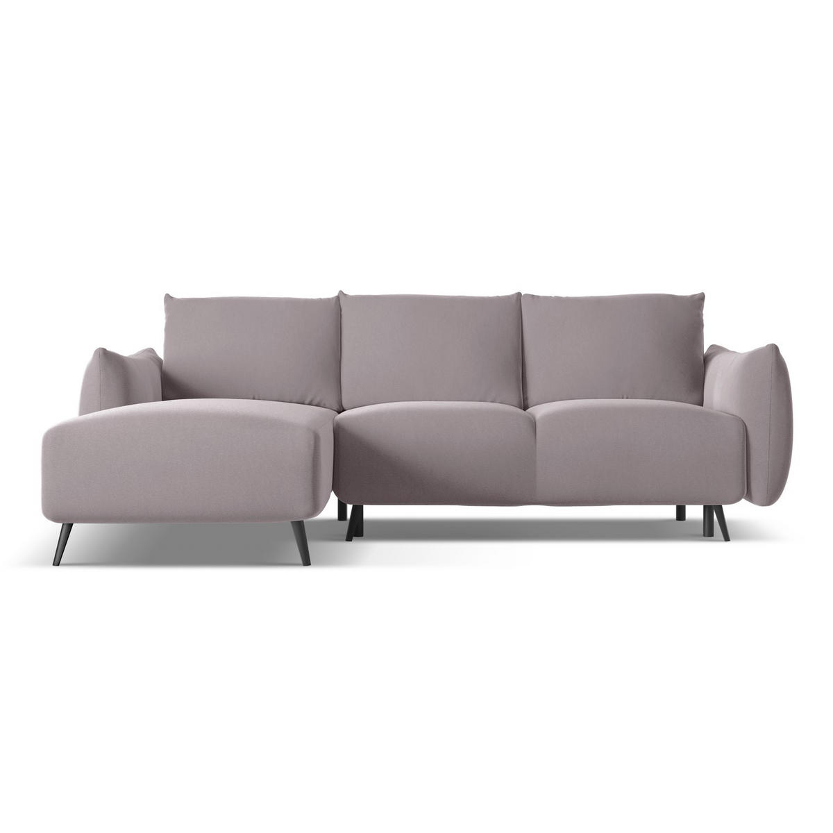 ECKSOFA mit Schlaffunktion Samt Stoff Violett - Lila/Flieder, Textil/Metall (162/242cm) - LaMiaSofa