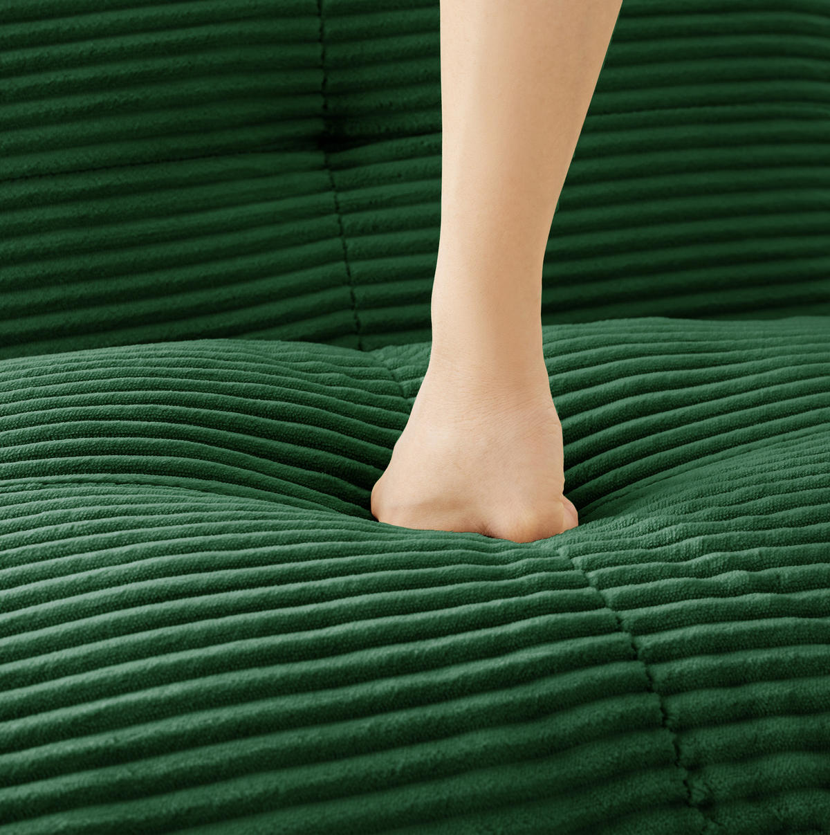 ECKSOFA 206/206/69 cm grün aus Cord mit modularem Design und rutschfestem Standfuß - Grün, Textil (206/206cm) - OKWISH