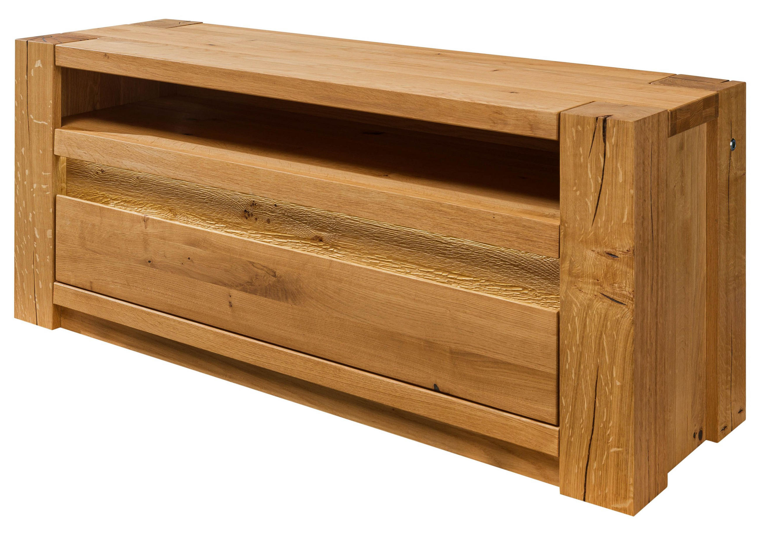 TV-BOARD Wildeiche 123x40x53 braun geölt KENT #309 - Braun, Holz (123/53/40cm) - Massivmoebel24