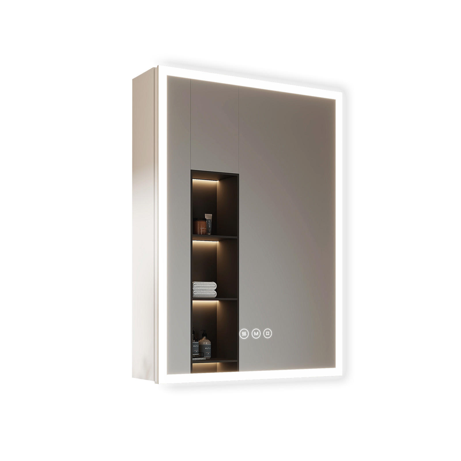 SPIEGELSCHRANK mit Beleuchtung Weiß 75/50 cm - Weiß, Metall (50/14.5/70cm) - EMKE