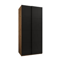 SCHWEBETÜRENSCHRANK 245,5/110/64 2-türig - Schwarz/Eiche Artisan, Holz/Metall (110/245/64cm) - Abiks Möbel