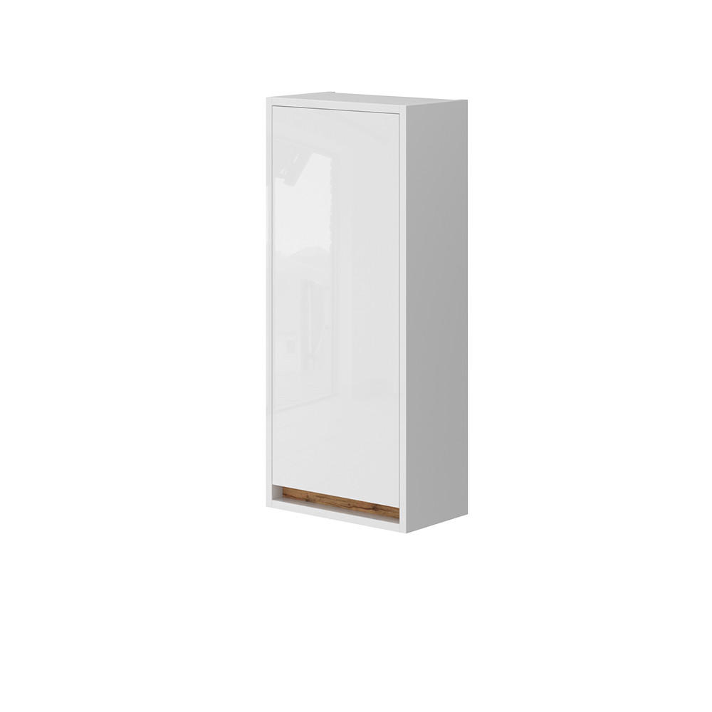 BADSCHRANK Detmold Weiß Hochglanz/Goldkraft Eiche 81.6 x 35 cm mit Tür - Honigeiche/Weiß Hochglanz, Holzwerkstoff (81.6/35/20cm) - Vicco
