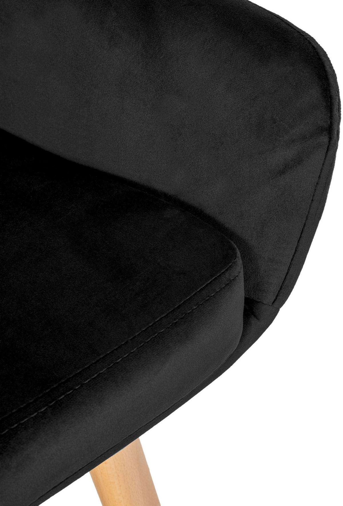 BARHOCKER 2er Set Samt Schwarz - Eukalyptusholzfarben/Schwarz, Holz/Textil (51/101/50cm) - CLP