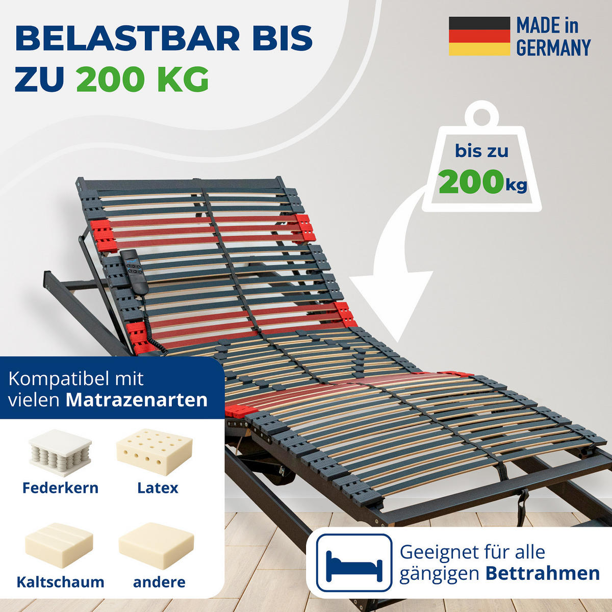 LATTENROST RELAXANA KF mit Motor 100x200 cm - Multicolor, Holz (100/200cm) - Reha-Schlafwelt