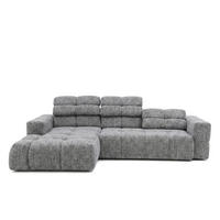 ECKSOFA TENDER Links mit Schlaffunktion und Verstellbare Kopfstützen, Chenille grau - Schwarz/Grau, Holz/Kunststoff (315/176cm) - Muffo