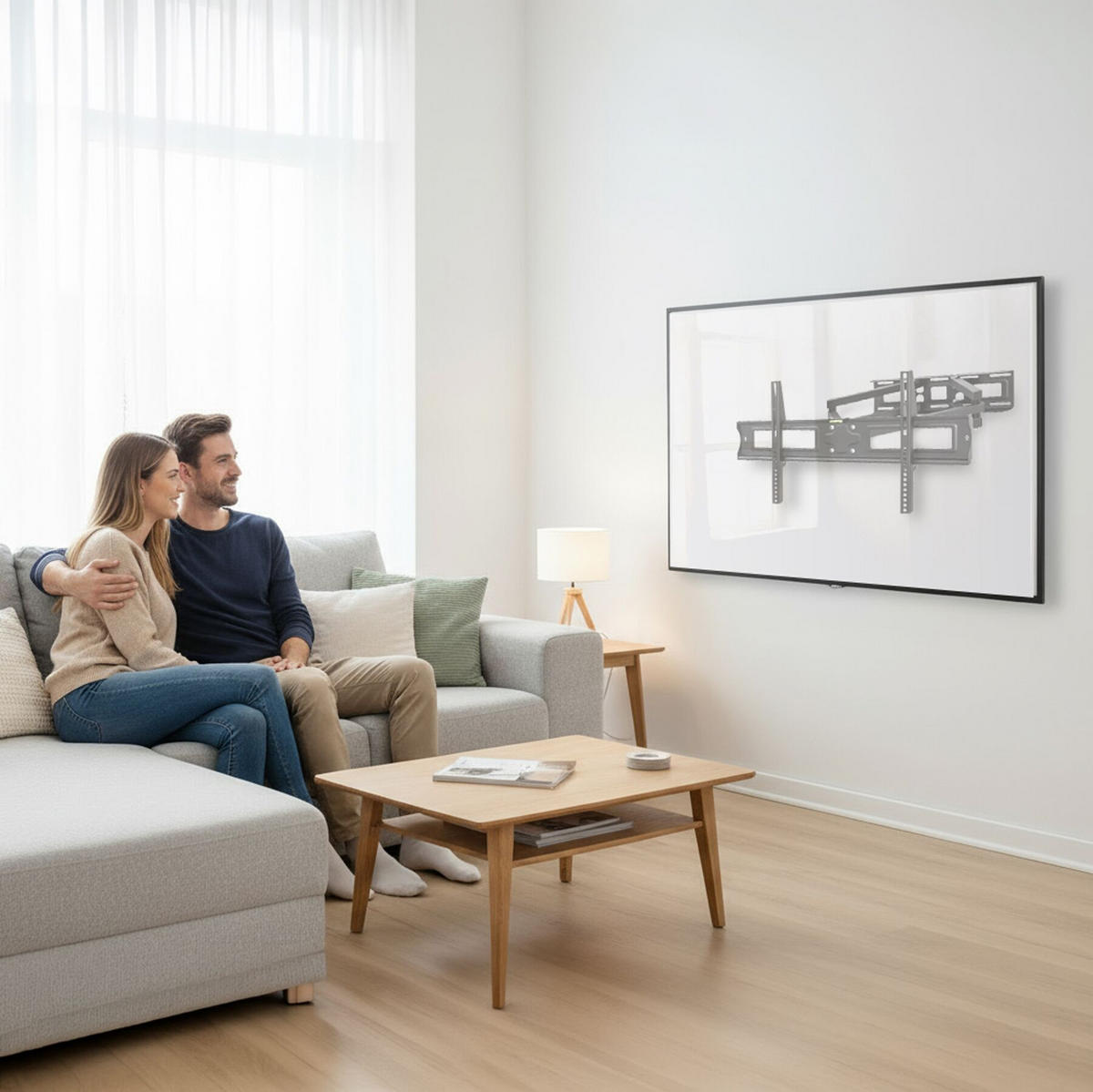 TV-WANDHALTERUNG, bis 120 kg, schwarz - Schwarz, Metall (65/40/52cm) - tectake