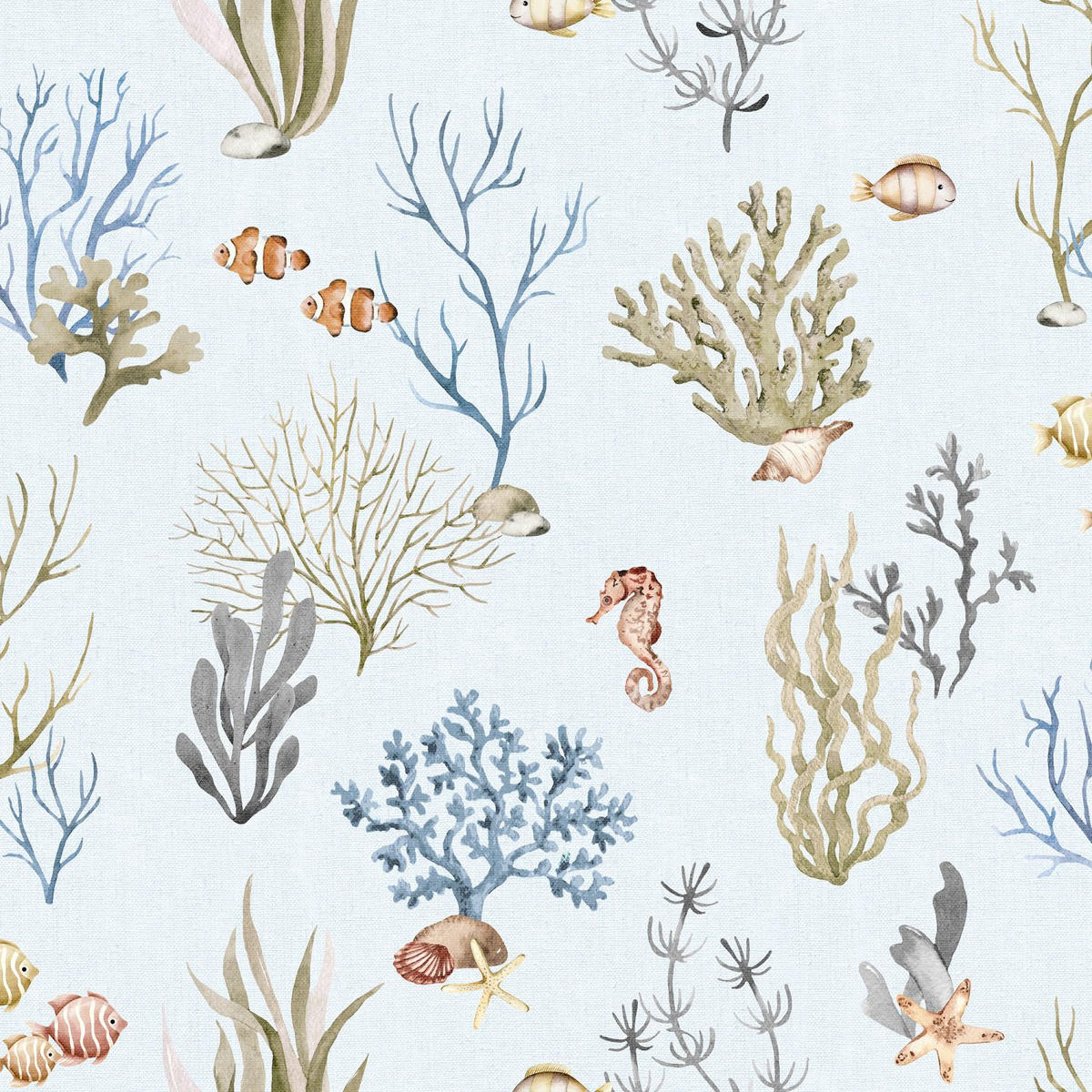TAPETE Unterwasserwelt - Blau, Papier (53/0.1cm) - Sanders & Sanders