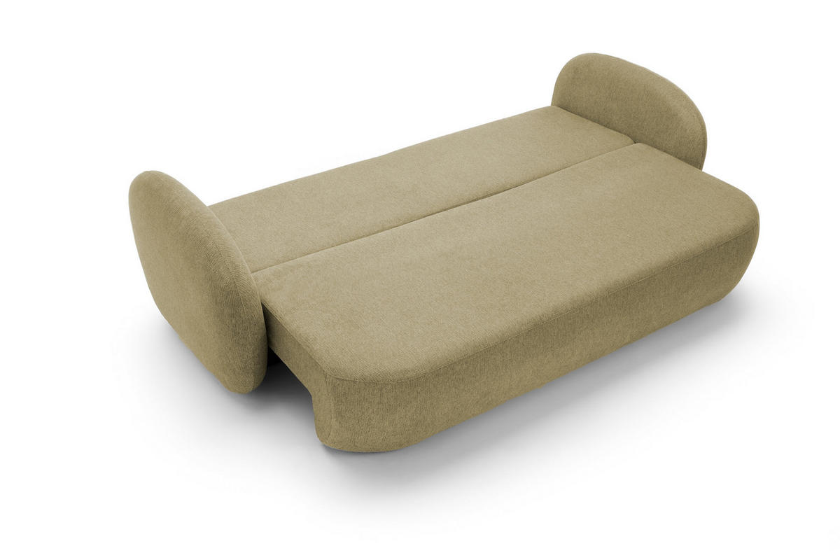 SOFA OLIO Mit Schlaffunktion Und Bettkasten, Bonell-Taschenfederung, Aragon-Stoff, lose Rückenkissen, freistehend, 238x101x86 cm Olive green - Olivgrün, Holz/Textil (238/86/101cm) - DomoHome
