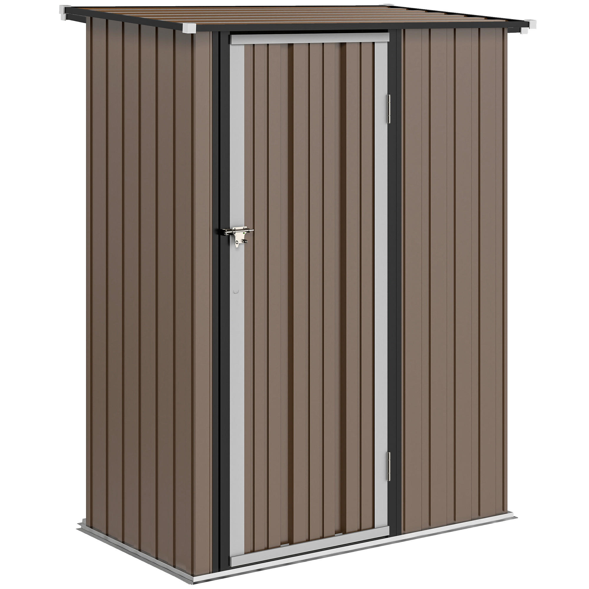 GERÄTEHAUS mit Pultdach 1,07 m² 142 x 84 x 189 cm Braun - Braun, Metall (86/189/142cm) - Outsunny