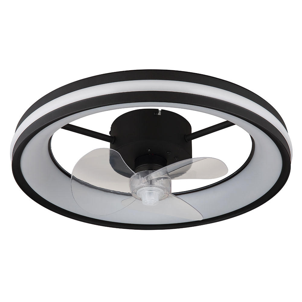 LED DECKENLEUCHTE Ventilator Metall Schwarz - Schwarz, Metall (49.5/49.5/15cm) - Globo Lighting