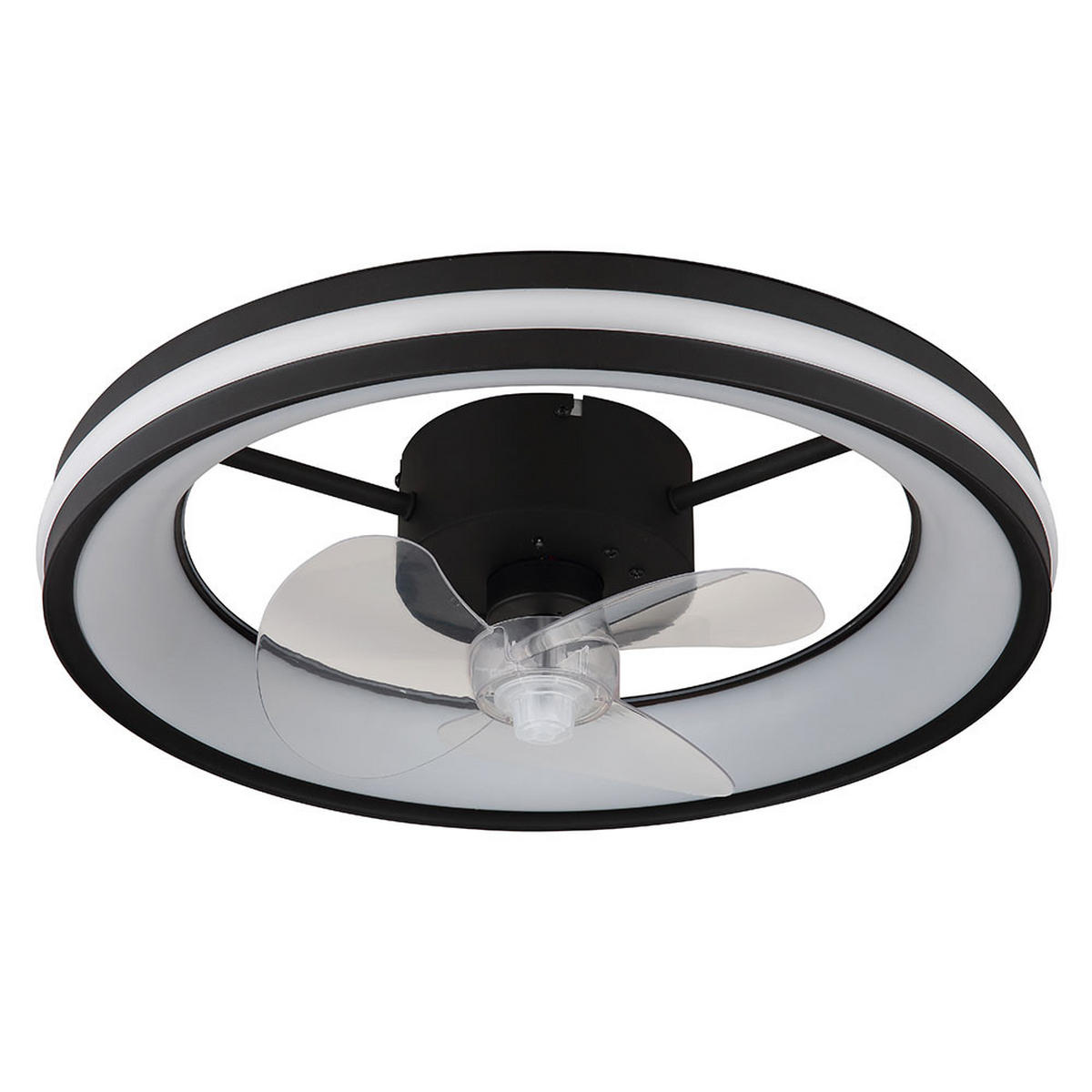 LED DECKENLEUCHTE Ventilator Metall Schwarz - Schwarz, Metall (49.5/49.5/15cm) - Globo Lighting