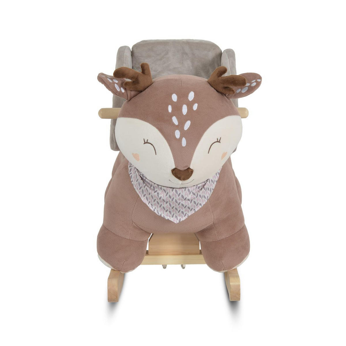 SCHAUKELTIER Reh braun Plüsch, Musikfunktion, Sicherheitsgurt, Rückenlehne, Holzgriffe - Braun, Textil (30/46/60cm) - Moni