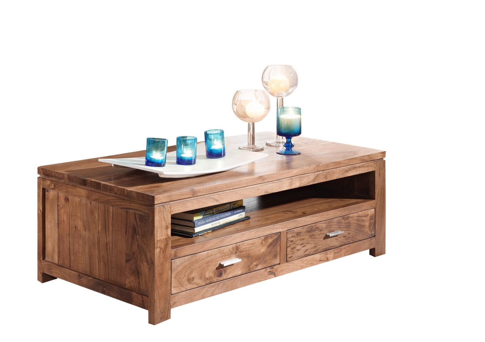 COUCHTISCH Akazie 110x60x40 hellbraun lackiert SHAMAN #74 - Braun, Holz (110/60/40cm) - Massivmoebel24