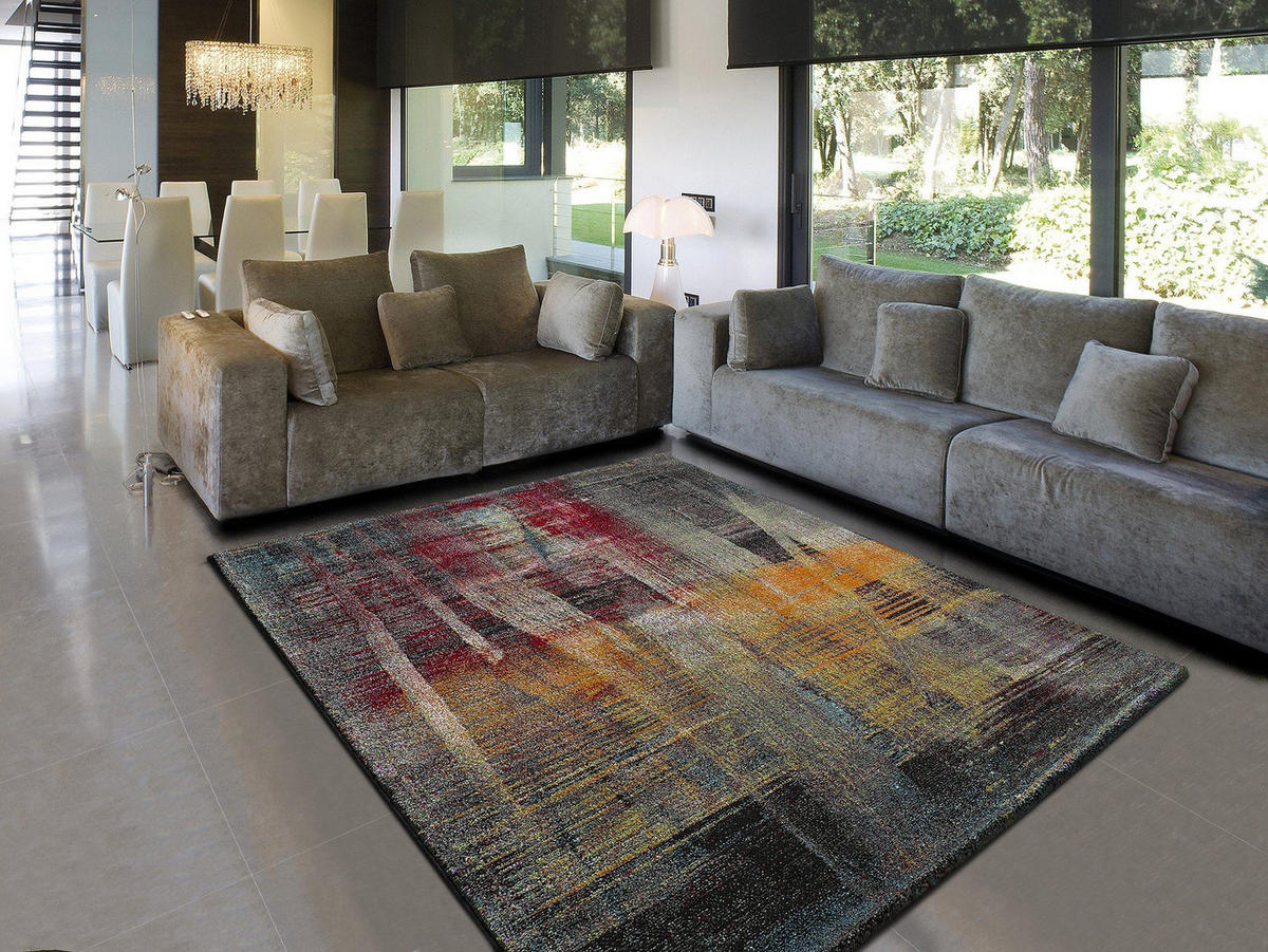 WEBTEPPICH Mehrfarbig Bianca 60/120 cm - Anthrazit/Rot, Naturmaterialien/Textil (60/120cm) - Atticgo