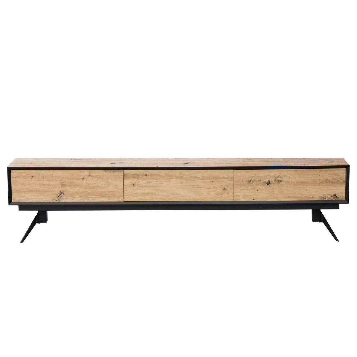 TV-LOWBOARD - Eiche Dekor / Schwarz - Eichefarben/Schwarz, Holzwerkstoff/Metall (200/46/40cm) - home24