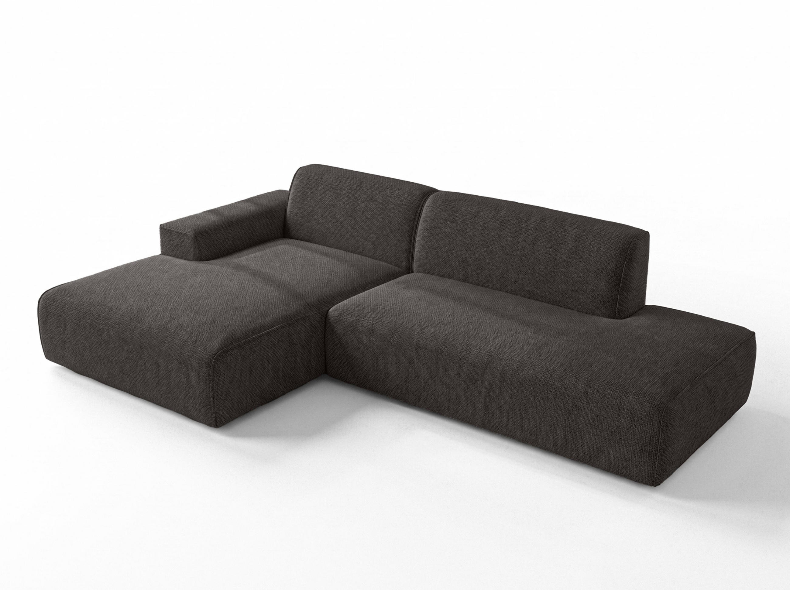 ECKSOFA L Form Didim Duo Graphit 288/162/80 cm – stilvolle kleine Eckcouch Links - Graphitfarben/Schwarz, Kunststoff/Textil (288/162cm) - AX Living