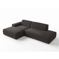 ECKSOFA L Form Didim Duo Graphit 288/162/80 cm – stilvolle kleine Eckcouch Links - Graphitfarben/Schwarz, Kunststoff/Textil (288/162cm) - AX Living