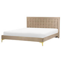 DOPPELBETT 160/200cm Taupe Limoux - Taupe, Textil (160/200cm) - Beliani