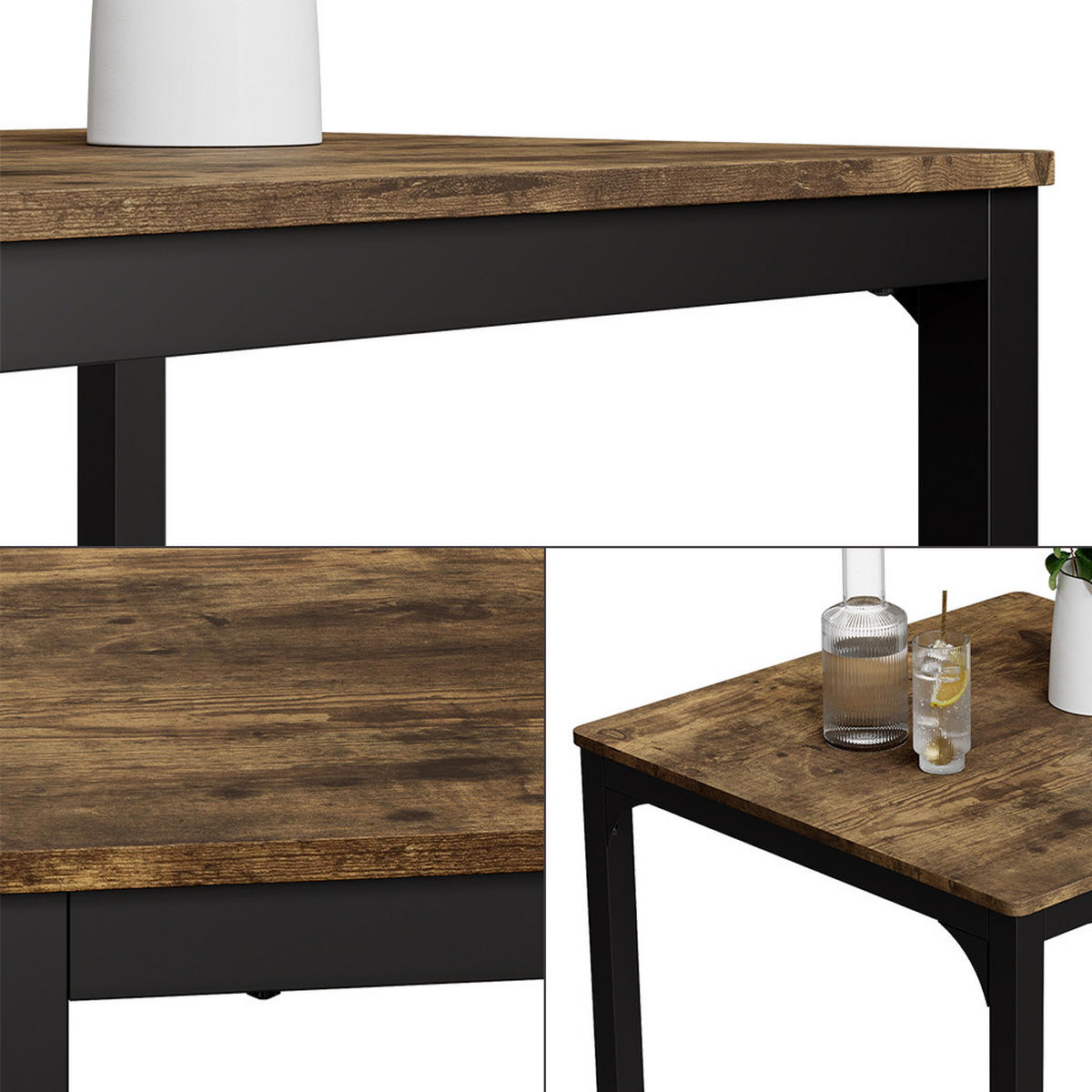 JÍDELNÍ STŮL Fyrk Černá/dubová rustikální - divoký dub/černá, kompozitní dřevo (70/70/75cm) - Vicco