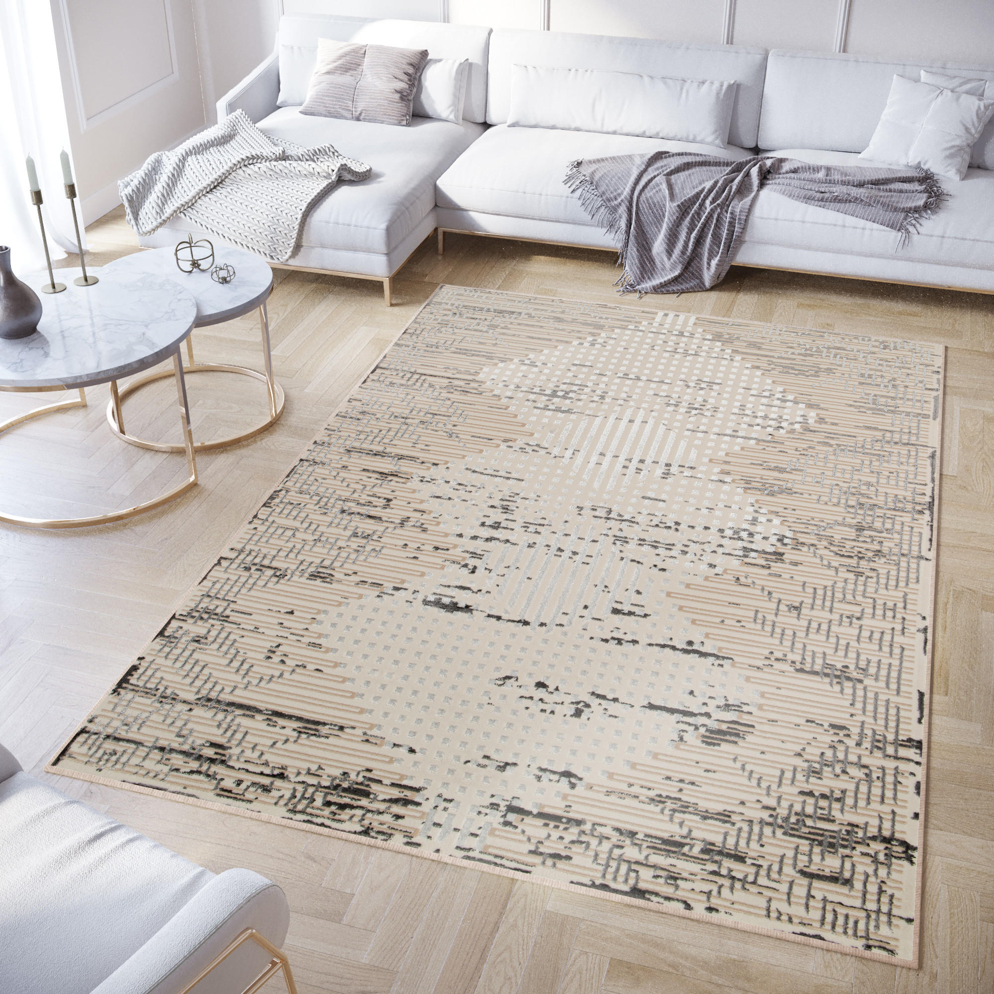 TEPPICH CRYSTAL Weiß 80/150 cm - Weiß, Textil (80/150cm) - Tapiso