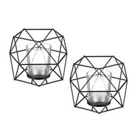 2xTEELICHTHALTER - Schwarz, Glas/Metall (10cm) - Relaxdays