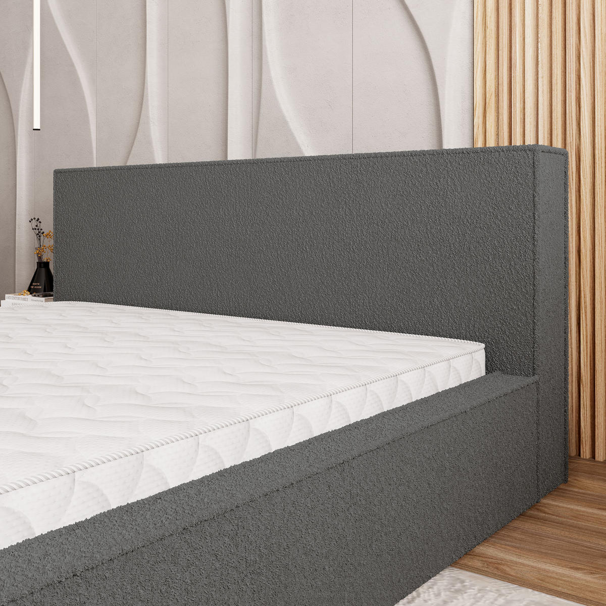 POLSTERBETT CELORA 180x200 cm mit Bettkästen - Grau - Grau, Holz (180/200cm) - MASSENO