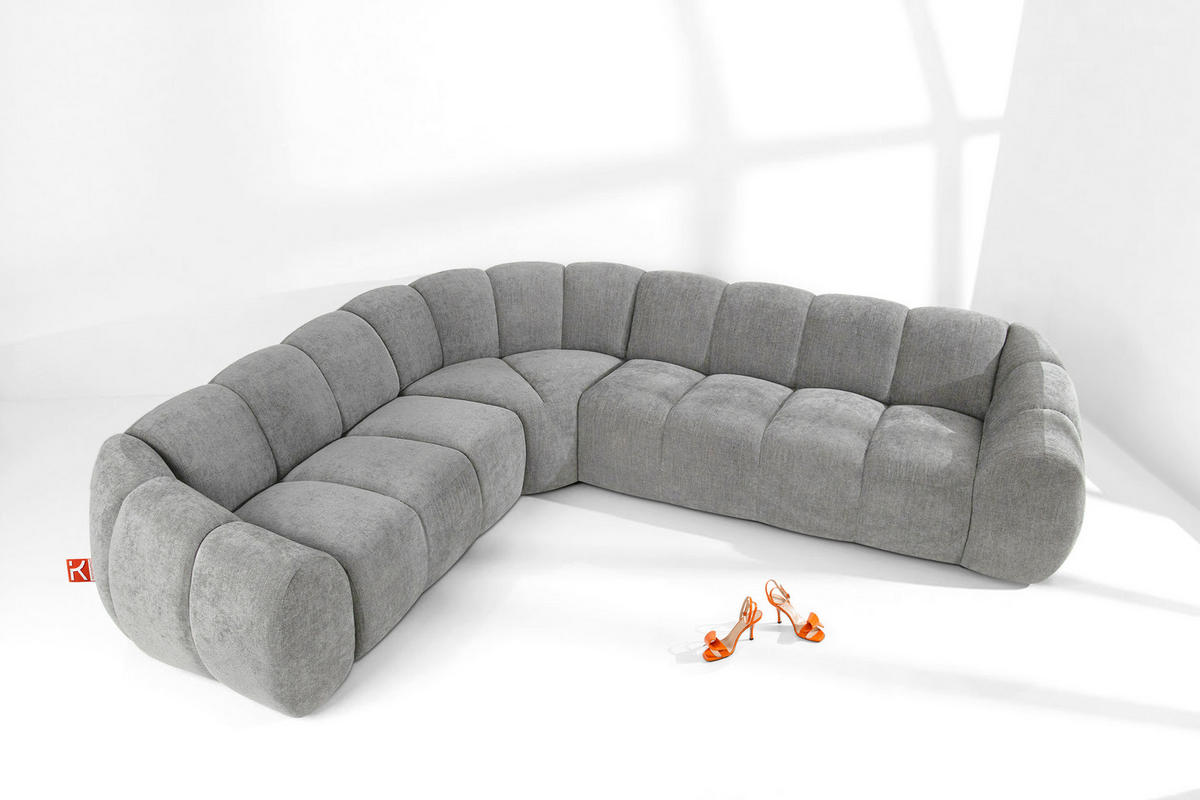 ECKSOFA LINKS FLAVA, hell Aschgrau - Hellgrau, Holz/Holzwerkstoff (310/270cm) - KONSIMO®
