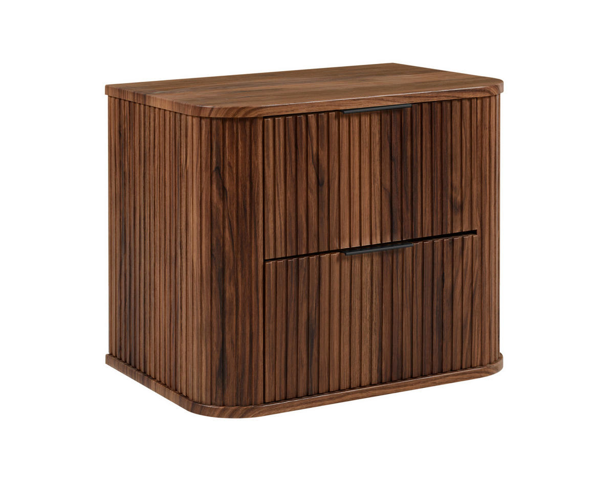 BADEZIMMERSCHRANK, Eiche-Nussbaum, Schwarze Griffe, 41,5 x 60 x 51,7 cm - Dunkelbraun/Schwarz, Holzwerkstoff/Kunststoff (60/51.7/41.5cm) - 3XE LIVING