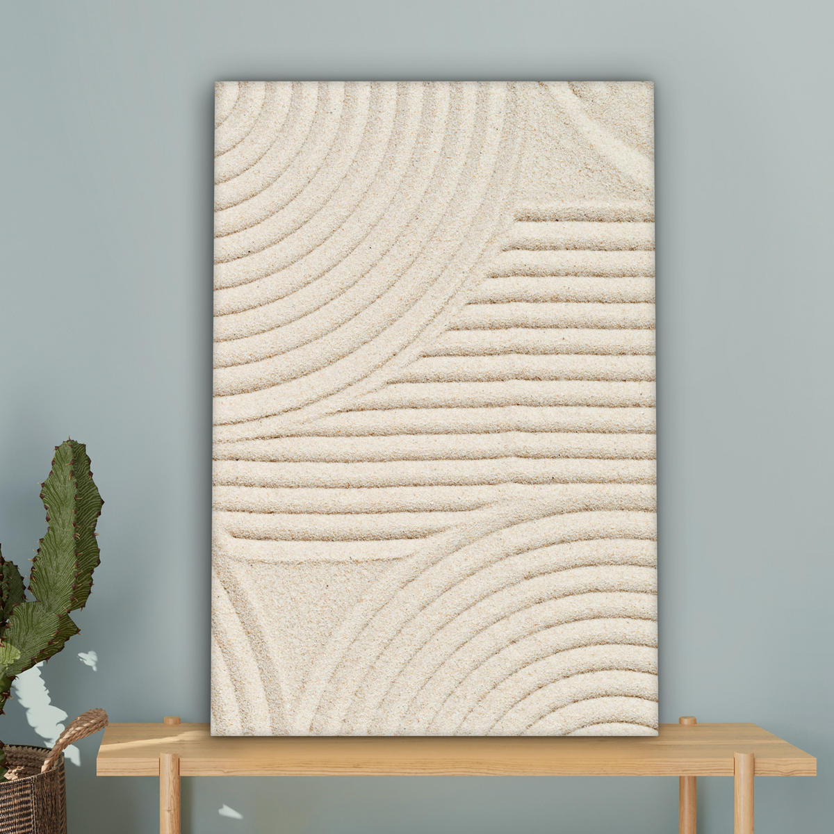 LEINWANDBILD Muster - Abstrakt - Weiß Wanddeko 40x60 cm - Beige, Textil (40/60cm) - MuchoWow