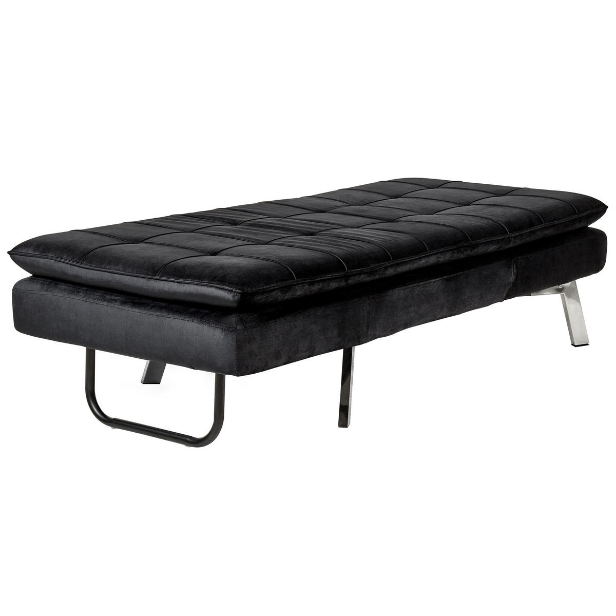 RELAXLIEGE Samtstoff schwarz verstellbar Loiret - Silberfarben/Schwarz, Textil (179/93/76cm) - Beliani