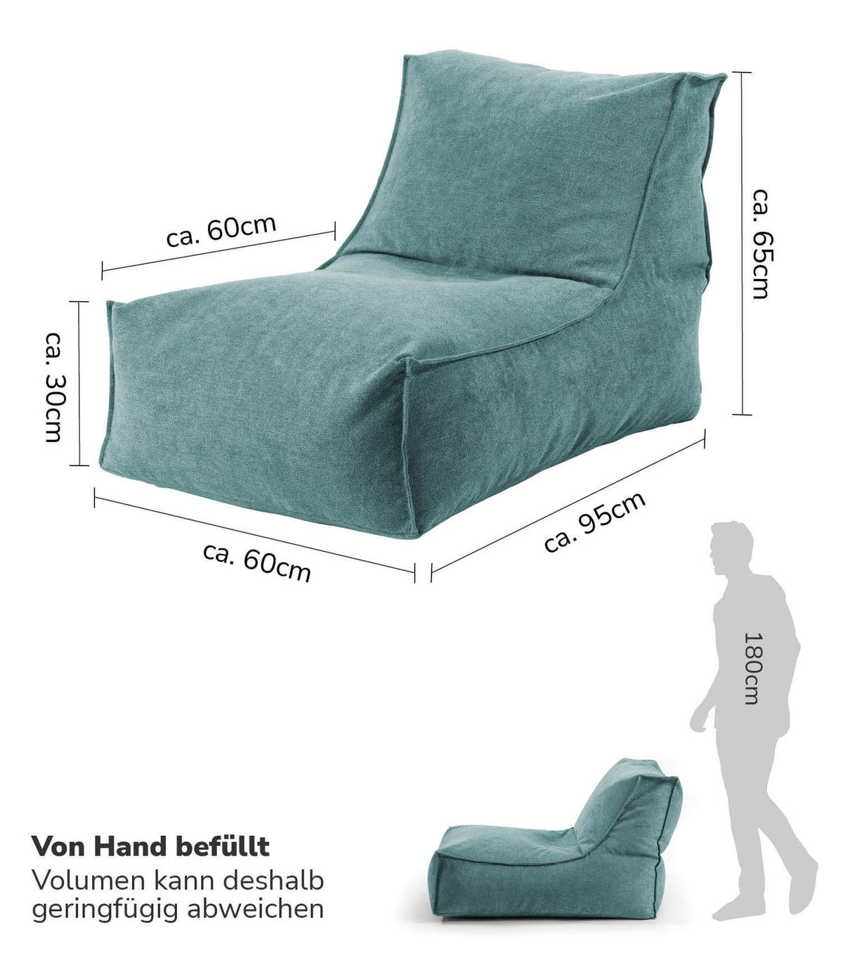 SITZSACK Der Gelassene - Blau, Textil (60/65/95cm) - Mokebo