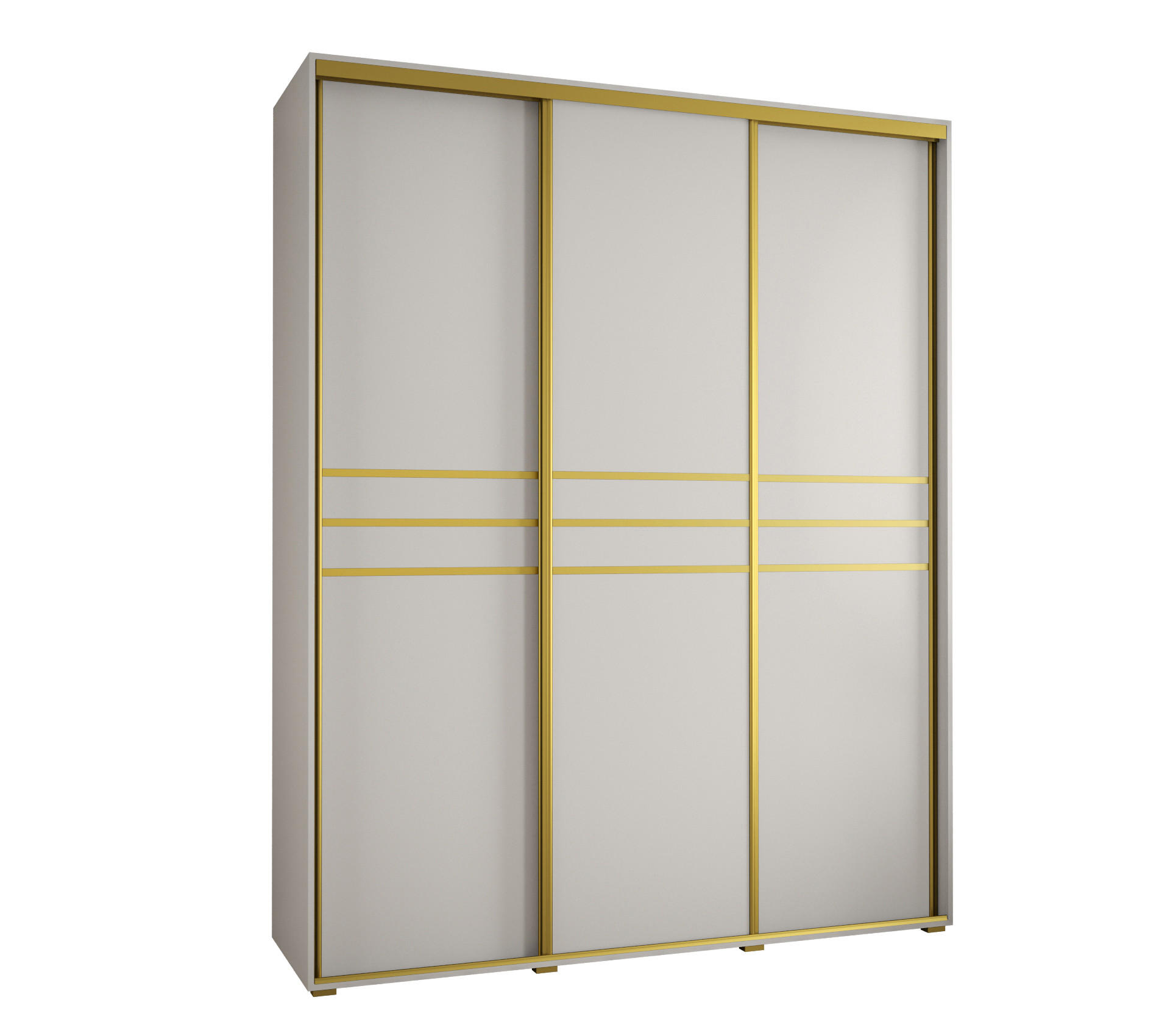 Abiks Möbel Schwebetürenschrank Weiß, Weiß, Gold 190x235x60 cm