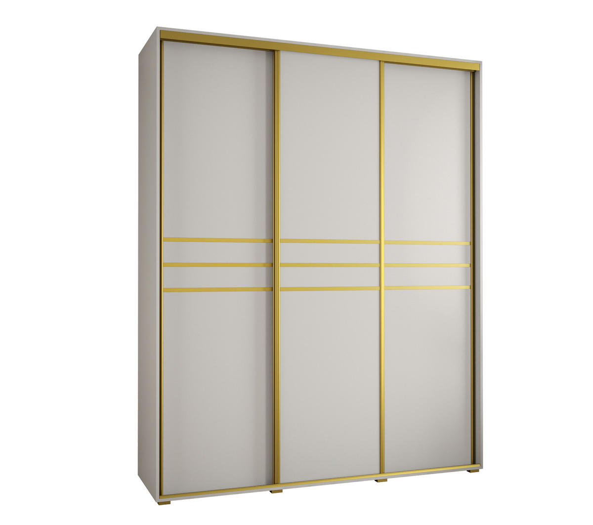 SCHWEBETÜRENSCHRANK 235,2/190/45 3-türig - Goldfarben/Weiß, Holz/Metall (190/235/45cm) - Abiks Möbel
