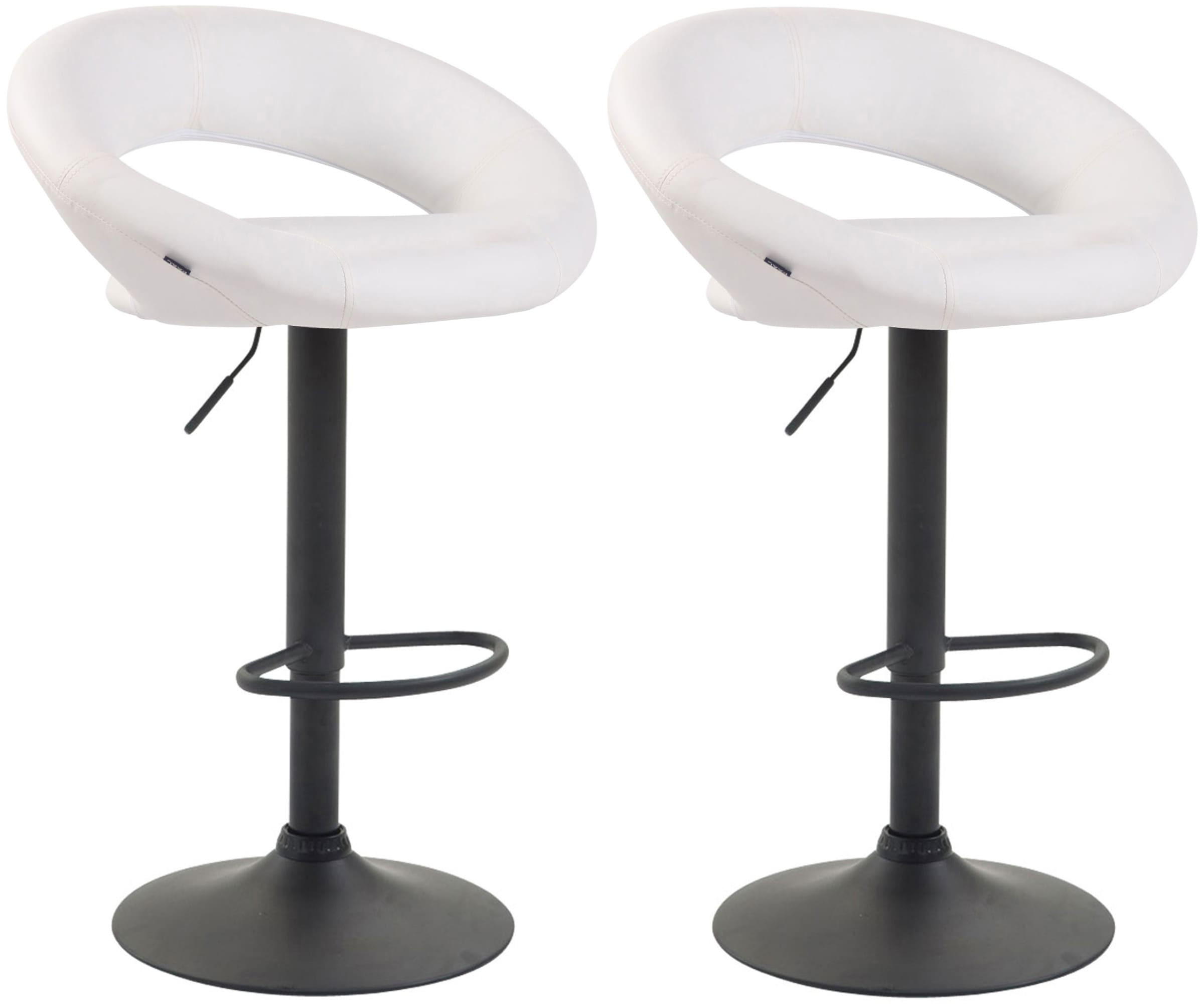 BARHOCKER 2er Set Mekim Kunstleder Weiß Schwarz - Weiß, Leder/Metall (53/80/47cm) - DELUKE