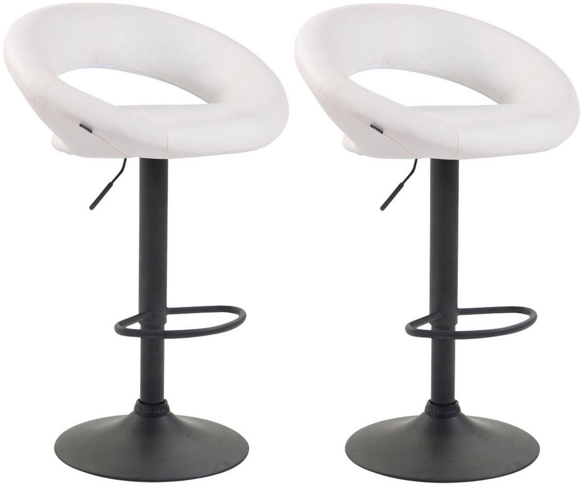 BARHOCKER 2er Set Mekim Kunstleder Weiß Schwarz - Weiß, Leder/Metall (53/80/47cm) - DELUKE