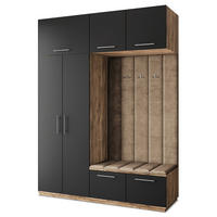 GARDEROBENSCHRANK REMA 180/240/60 cm Modern Garderobe-Set Eiche Lefkas - Eichefarben/Beige, Holzwerkstoff (180/240/60cm) - MASSENO