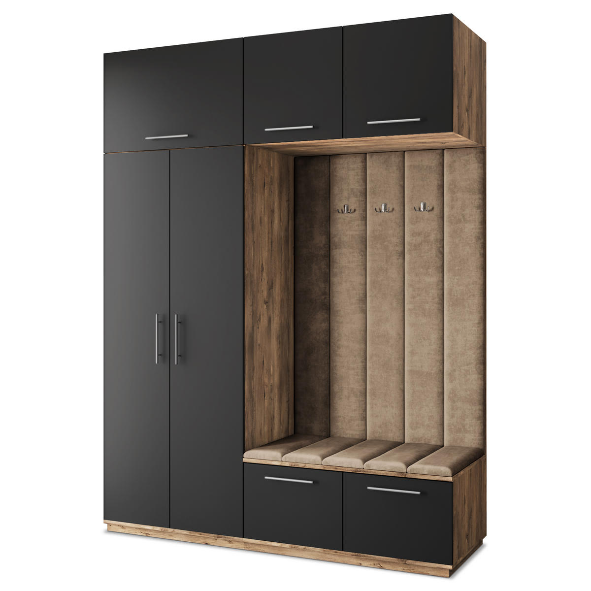 GARDEROBENSCHRANK REMA 180/240/60 cm Modern Garderobe-Set Eiche Lefkas - Eichefarben/Beige, Holzwerkstoff (180/240/60cm) - MASSENO