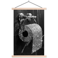 POSTER WC - Toilettenpapier - Schwarz und weiß - Glitter 60x90 cm - Silberfarben, Textil (60/90/0.15cm) - MuchoWow