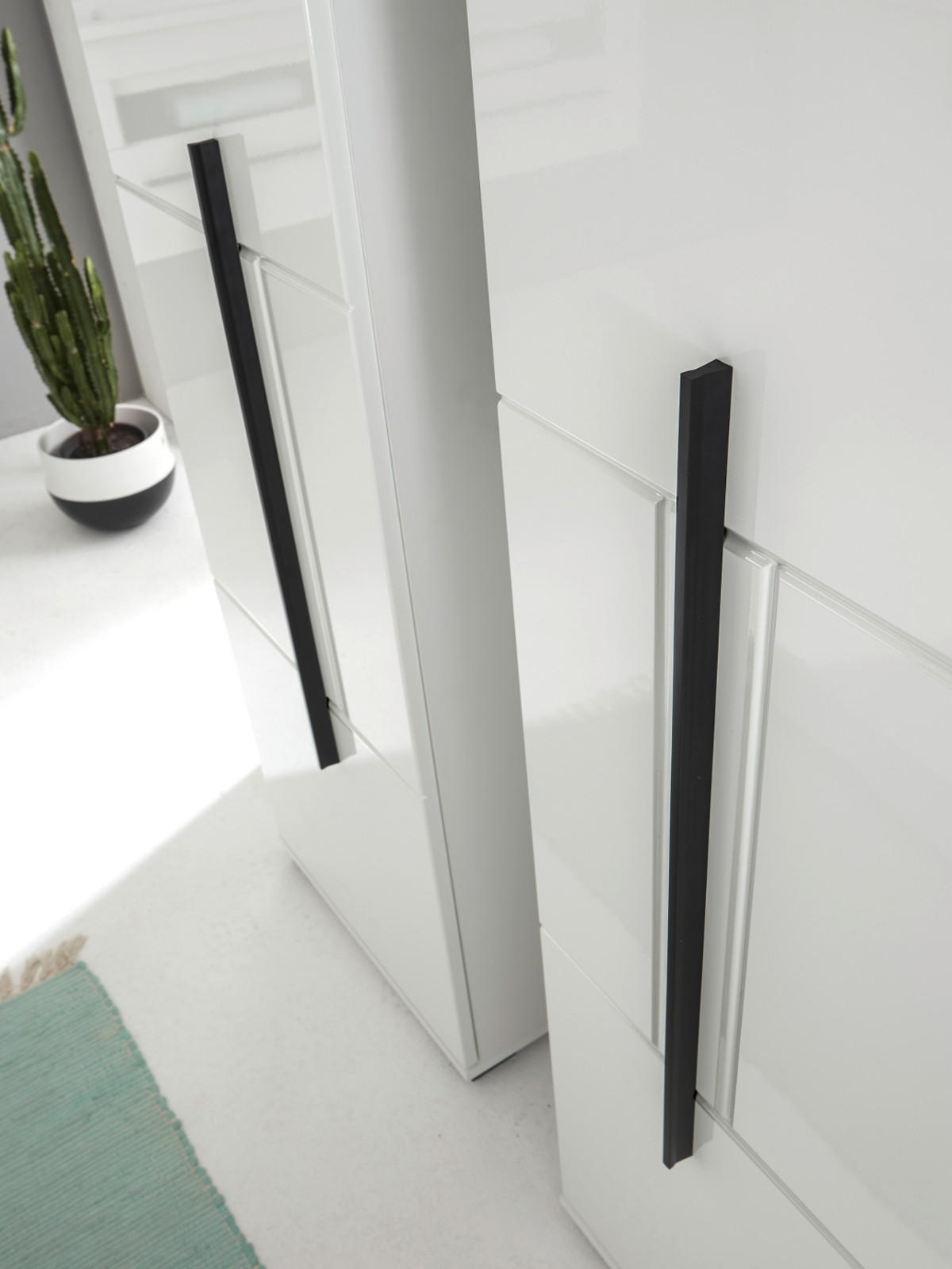 WASCHBECKENUNTERSCHRANK Waschbecken weiß Hochglanz, Waschtisch Set hängend, 80 x 43 cm - Weiß Hochglanz/Schwarz, Holzwerkstoff/Kunststoff (80/45/47cm) - Furn.Design
