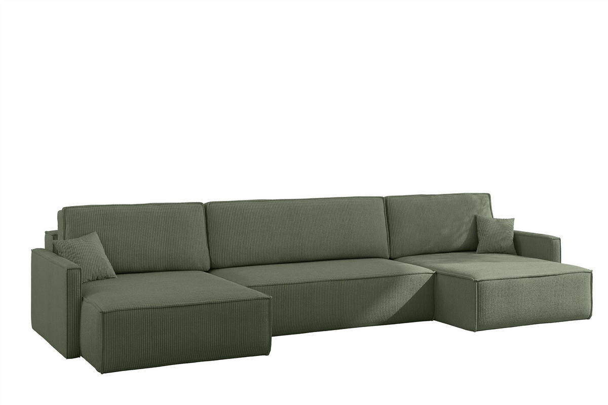 WOHNLANDSCHAFT Louis Scala - Grün, Holzwerkstoff/Textil (348/83/142cm) - Fun Möbel