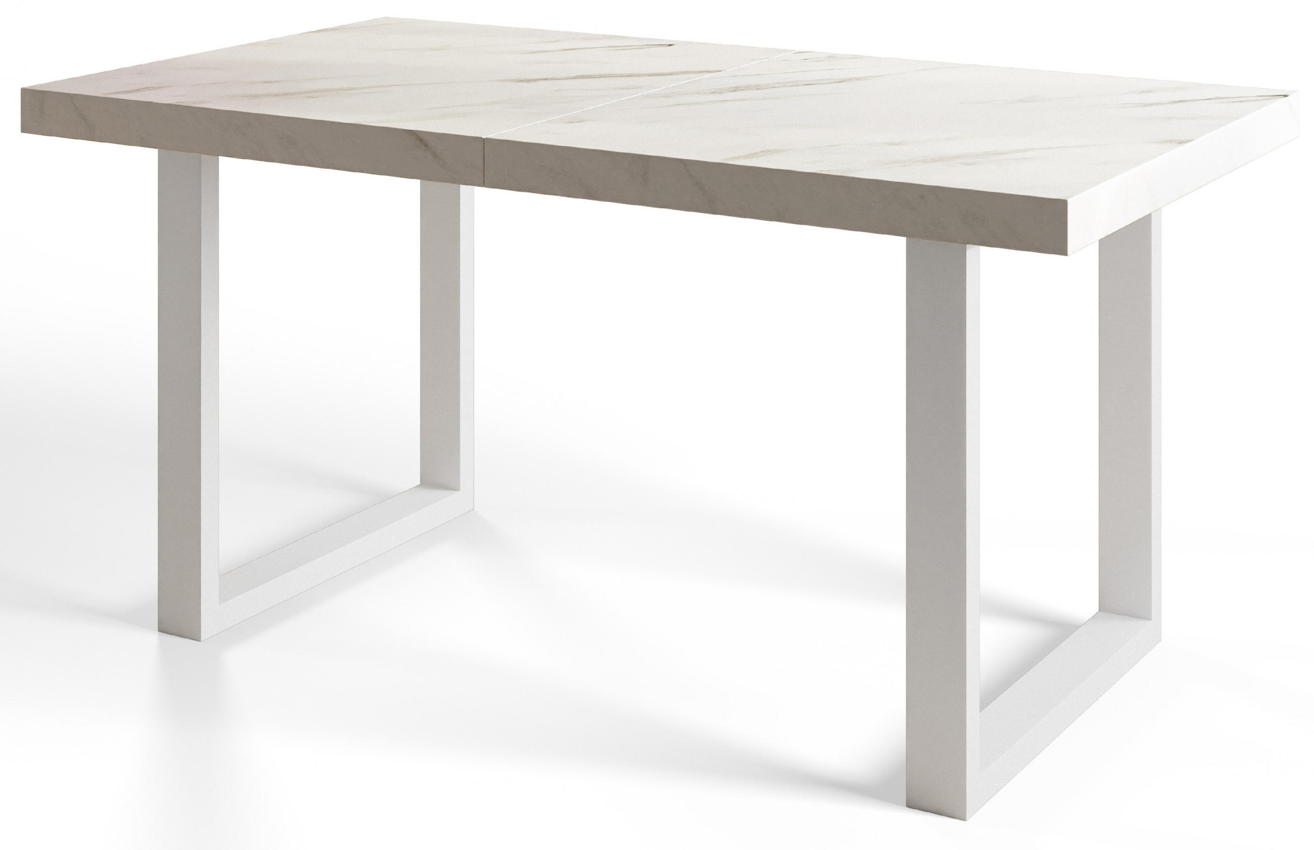 ESSZIMMERTISCH LOFT-U 200X100X77 cm, Farbe: MARMUR, mit Metallbeinen in Farbe Weiß - Hellgrau/Weiß, Holzwerkstoff (200/100/77cm) - Alpi-Möbel