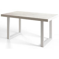 ESSZIMMERTISCH LOFT-U 200X100X77 cm, Farbe: MARMUR, mit Metallbeinen in Farbe Weiß - Hellgrau/Weiß, Holzwerkstoff (200/100/77cm) - Alpi-Möbel