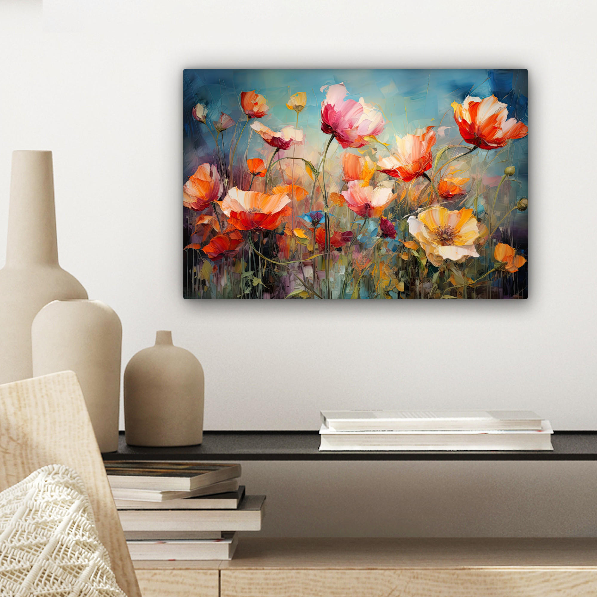 LEINWANDBILD Blumen - Aquarell - Kunst - Botanisch - Natur 30x20 cm - Orange, Textil (30/20cm) - MuchoWow