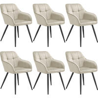 ESSZIMMERSTUHL 6er Set Marilyn 58 x 62 x 82 cm creme/schwarz - Creme/Schwarz, Kunststoff (58/82/62cm) - tectake