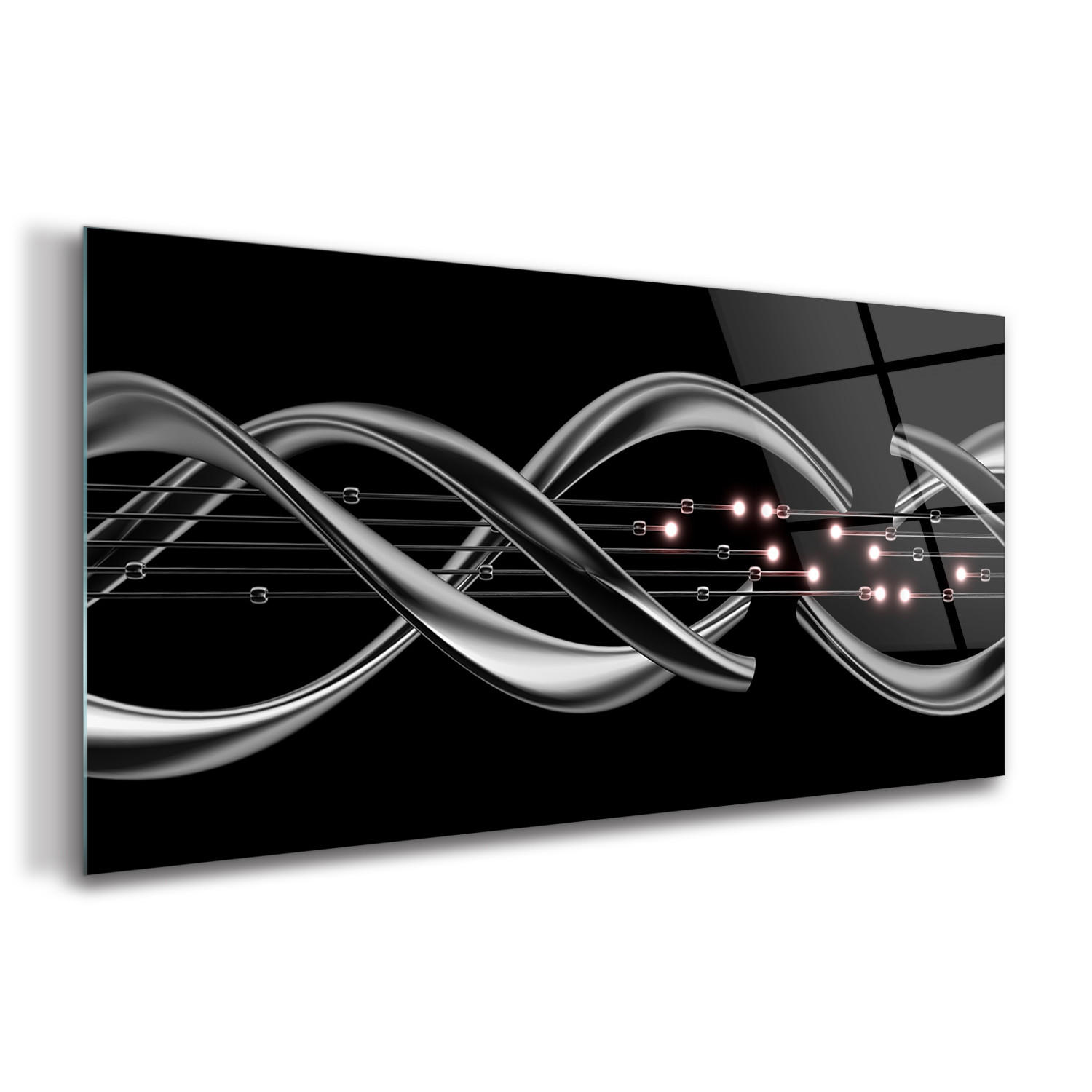 GLASBILD 120x60 cm Moderne Kunst - Silberfarben/Schwarz, Glas (120/60cm) - TULUP